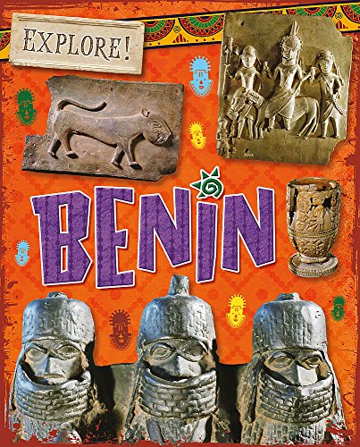 Book cover titled Benin featuring images of bronze sculptures and artifacts on orange background.