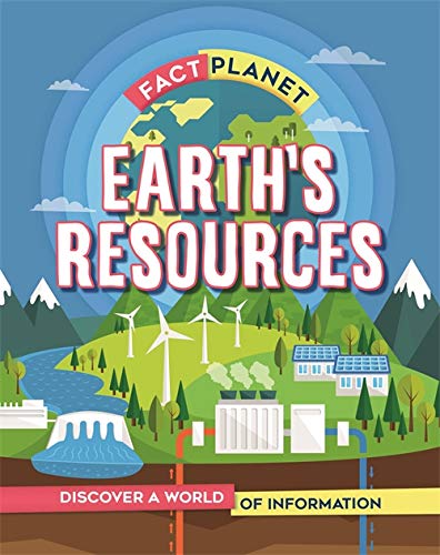 Book cover illustrating Earth’s resources, including wind turbines and a dam.