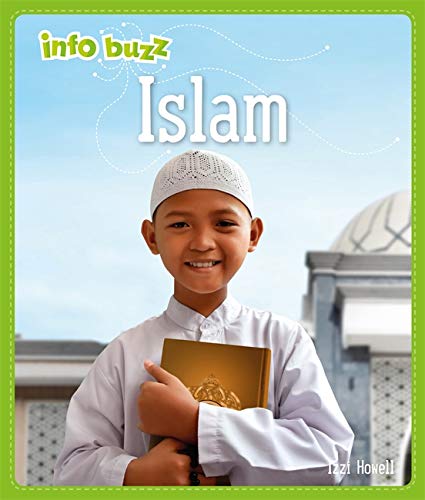 A smiling boy in a white prayer cap and shirt holds a book outside.