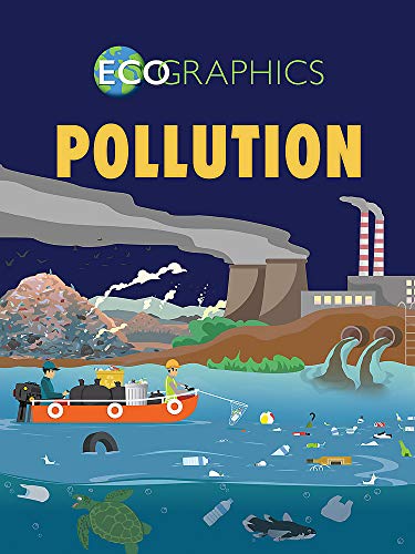 Book cover depicting environmental pollution with factory, trash, and marine life.