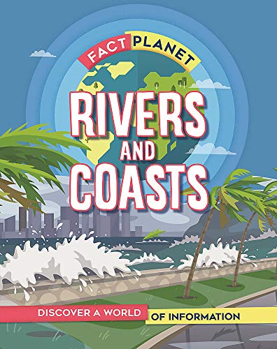 Book cover titled Rivers and Coasts featuring a stylized globe, palm trees, and ocean waves.