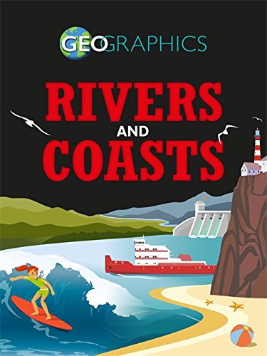 Book cover titled Rivers and Coasts featuring a surfer, ship, dam, and lighthouse.