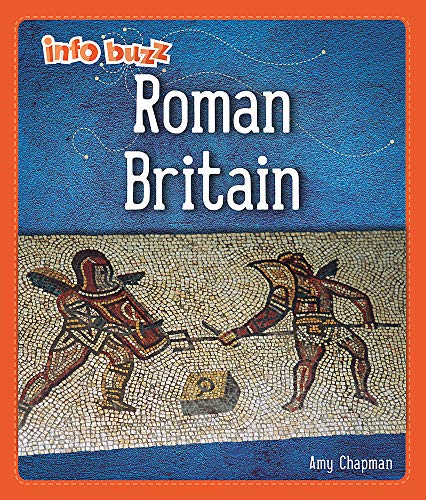 Book cover titled Roman Britain featuring a mosaic of two gladiators fighting.