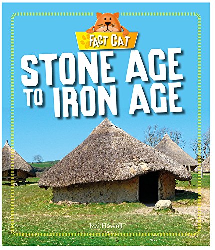 Book cover depicting thatched-roof huts and text: “Stone Age to Iron Age.”