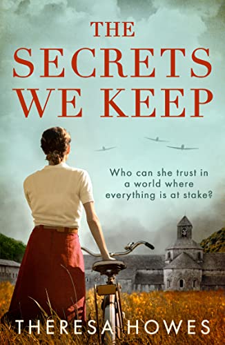 Book cover: woman with bicycle overlooking a village and airplanes.