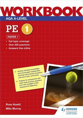 Red A-level PE workbook with a tennis ball and pen image.