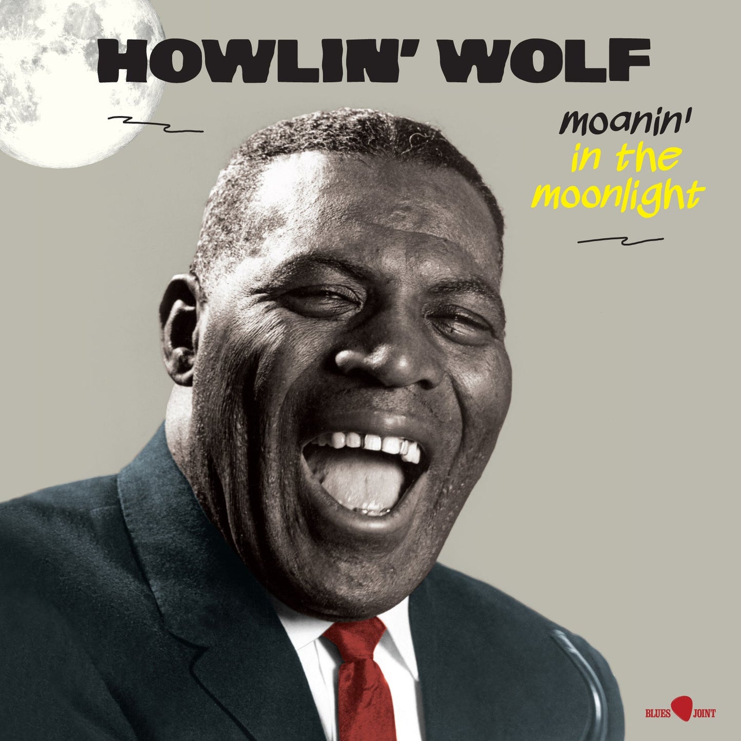 Howlin' Wolf portrait album cover with a full moon and text.