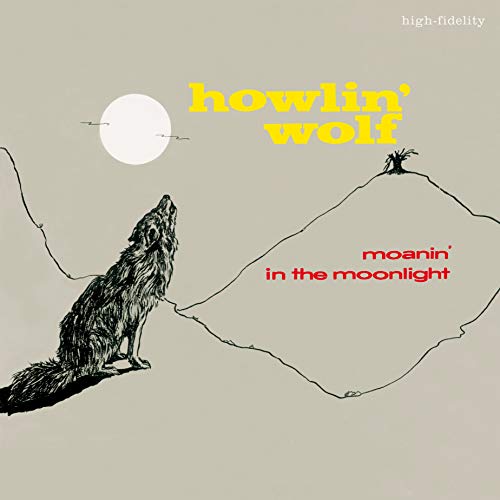Album cover featuring a line drawing of a wolf howling at a full moon.