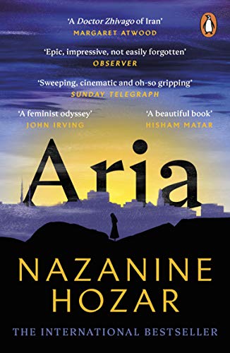 Book cover for “Aria” by Nazanine Hozar, featuring a silhouetted figure.
