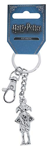 Silver metal keyring featuring Dobby the house elf from Harry Potter.