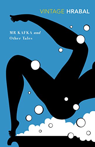 Book cover: "Mr Kafka" by Bohumil Hrabal, with abstract black figure and bubbles.