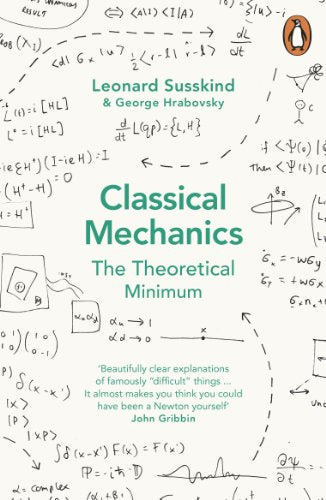 Book cover with equations, title "Classical Mechanics" by Susskind & Hrabovsky.