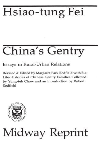 Book cover: "China's Gentry" with University of Chicago Press logo.