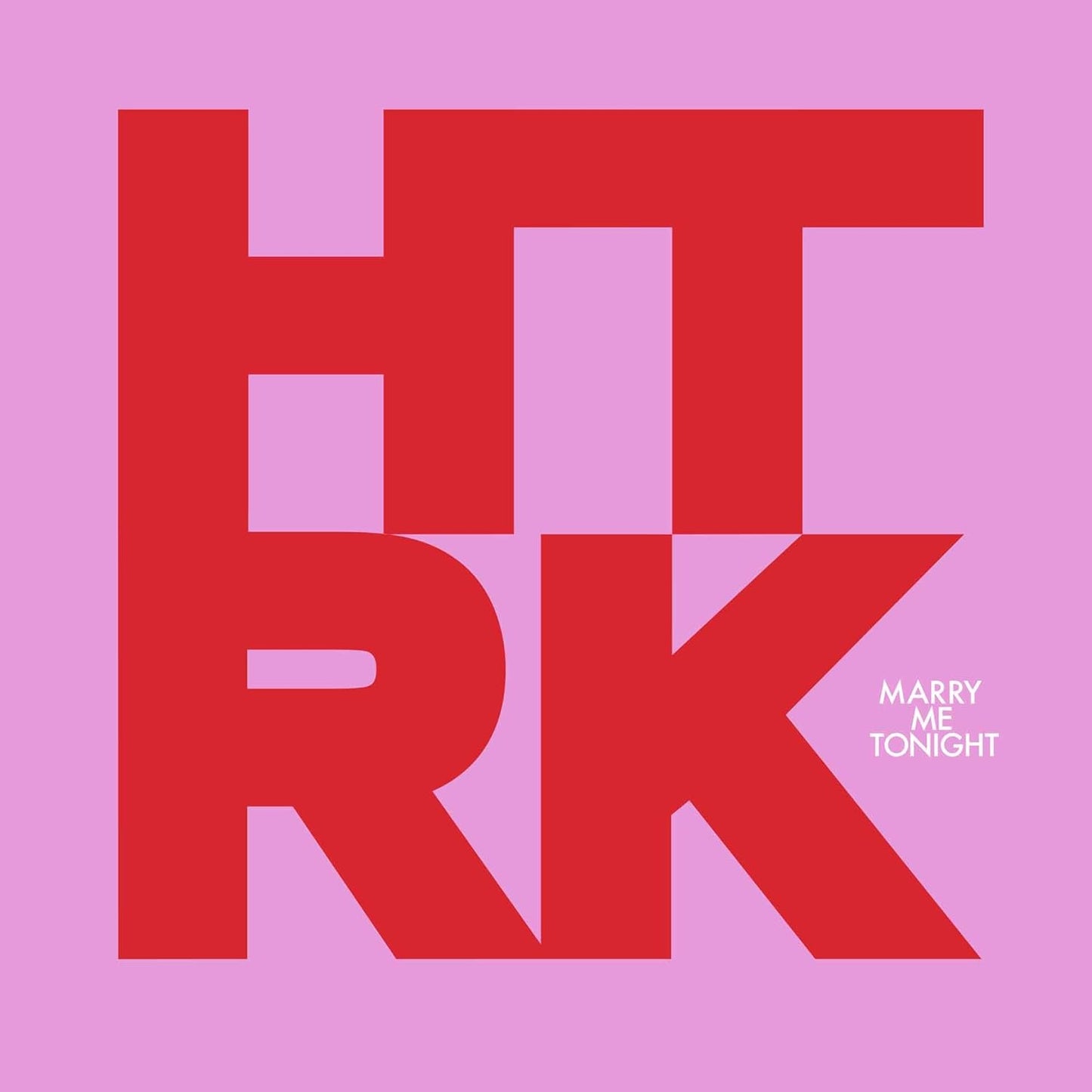 Red and pink album cover with large "HTRK" letters and song title.