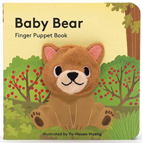 A board book cover titled Baby Bear featuring a plush brown bear finger puppet.