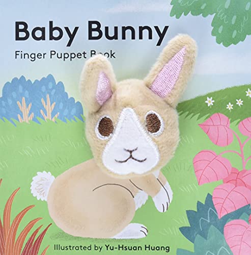 Board book cover with a fuzzy bunny finger puppet attached.