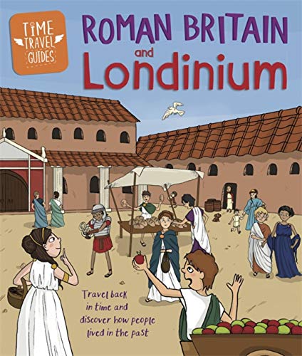 Book cover depicting a cartoon Roman market scene in Londinium.