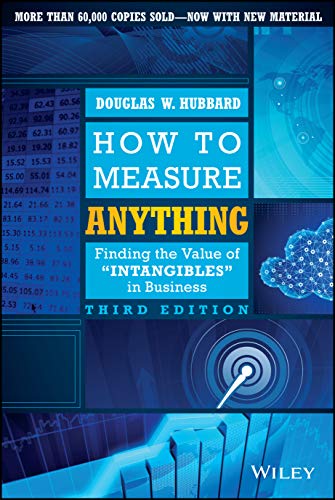 Book cover: "How to Measure Anything" with blue and data visualizations.