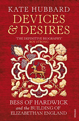 Book cover: red background, ornate embroidery, and title “Devices & Desires.”