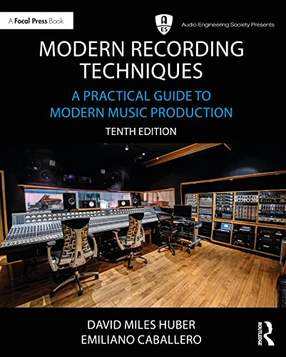 Book cover: “Modern Recording Techniques” showing a professional music studio.