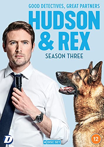 DVD cover for Hudson and Rex Season 3 featuring a detective and German shepherd.