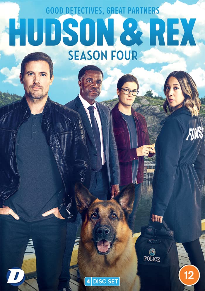 “Hudson & Rex” Season 4 DVD cover featuring detectives and a German Shepherd.