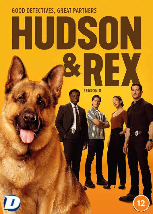 “Hudson & Rex” Season 8 DVD cover featuring a dog and detectives.