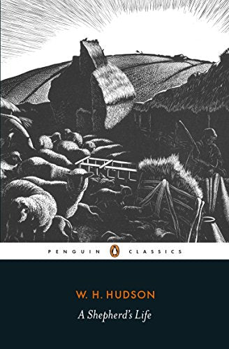 Black and white book cover depicting a shepherd with sheep and a rural landscape.