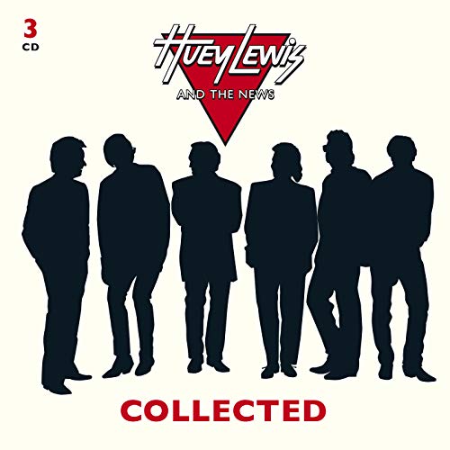 Huey Lewis and The News "Collected" 3CD album cover with band silhouettes.