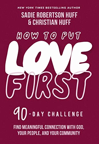 Book cover with bold pink and white text: "How to Put Love First," 90-Day Challenge.