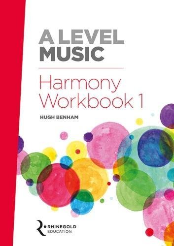 Red and white “A Level Music Harmony Workbook 1” with colorful circles.