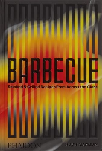 Book cover titled Barbecue with black vertical bars over a yellow and orange flame.