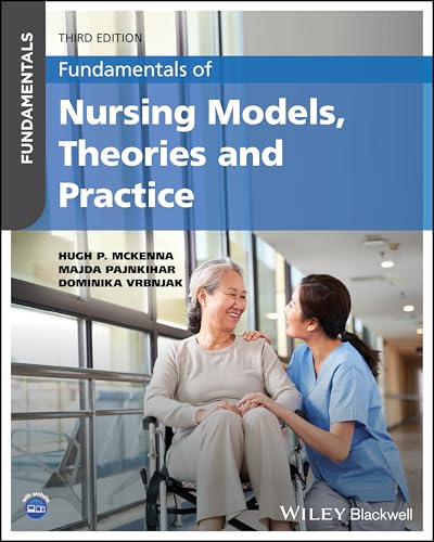 Book cover: "Fundamentals of Nursing Models, Theories and Practice" with healthcare workers.