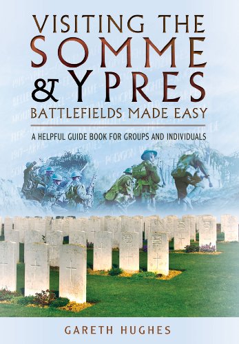 Book cover showing a war cemetery in front of soldiers in a battlefield scene.