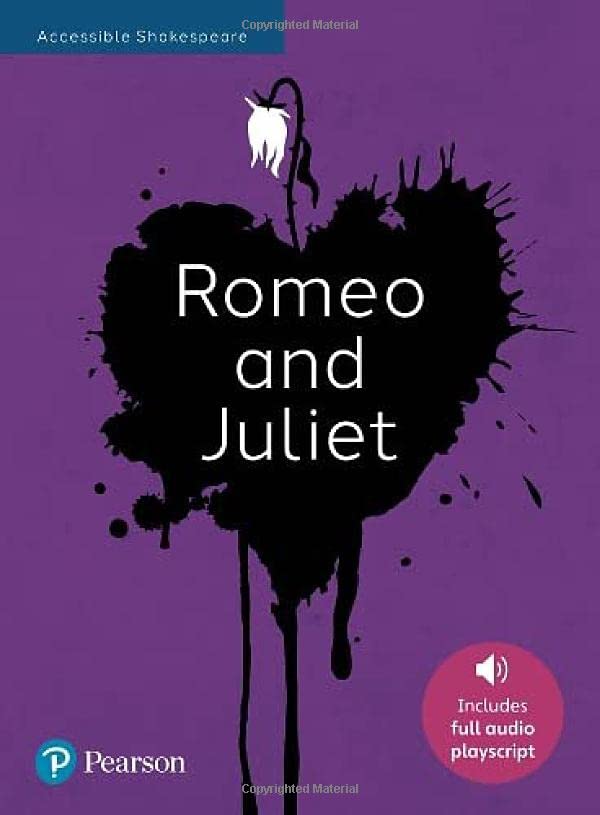 Purple cover with black heart shape and white “Romeo and Juliet” text.