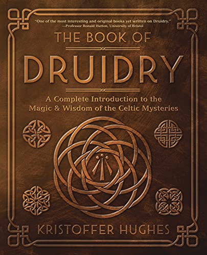 Brown book cover with gold text reading "The Book of Druidry" and Celtic knots.