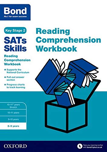 Bond SATs Skills Reading Comprehension Workbook for 8-9 years with blue and white cover.