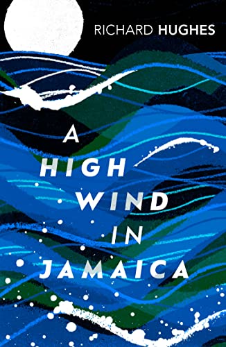 Book cover featuring stylized blue and green waves, a white moon, and bold white text.
