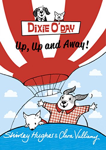 Book cover: dog in a hot air basket with two other dogs.