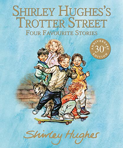 Children with a cat and skateboard on a book cover illustration.