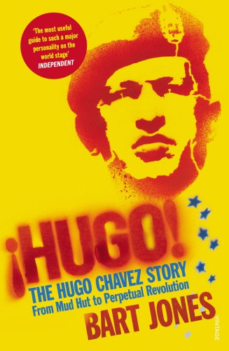 Book cover: "Hugo!"—a biography of Hugo Chavez with a portrait.