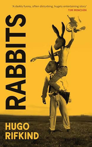 Book cover: two people with rabbit heads in a field.