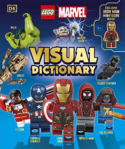 LEGO Marvel Visual Dictionary book cover featuring minifigures and characters.