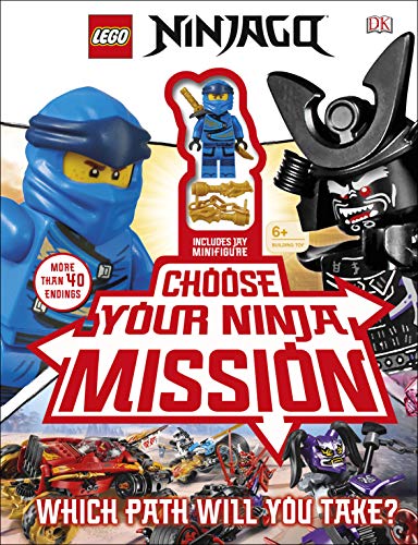 Book cover featuring LEGO Ninjago characters, a Jay minifigure, and the title Choose Your Mission.