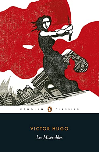 Penguin Classics cover of “Les Misérables” with illustration of a woman and Paris.