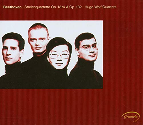CD cover featuring the Hugo Wolf Quartett, four musicians in black turtlenecks.