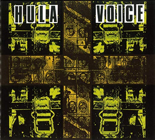 The image shows a CD cover for "Hula - Voice" with a black background and yellow collage.