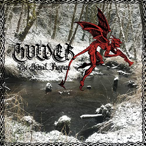 CD cover: red winged figure playing a horn in a snowy forest.