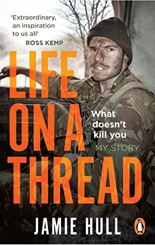 Book cover: "Life on a Thread" featuring a man in military gear.