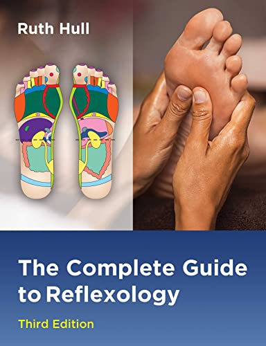 Book cover showing foot diagrams and hands applying pressure, titled “The Complete Guide to Reflexology”.